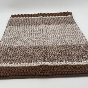 Subrtex Home Decor Bath Mat 24x15 Brown White Textured Bathroom Rug 24 x 15 NWOT